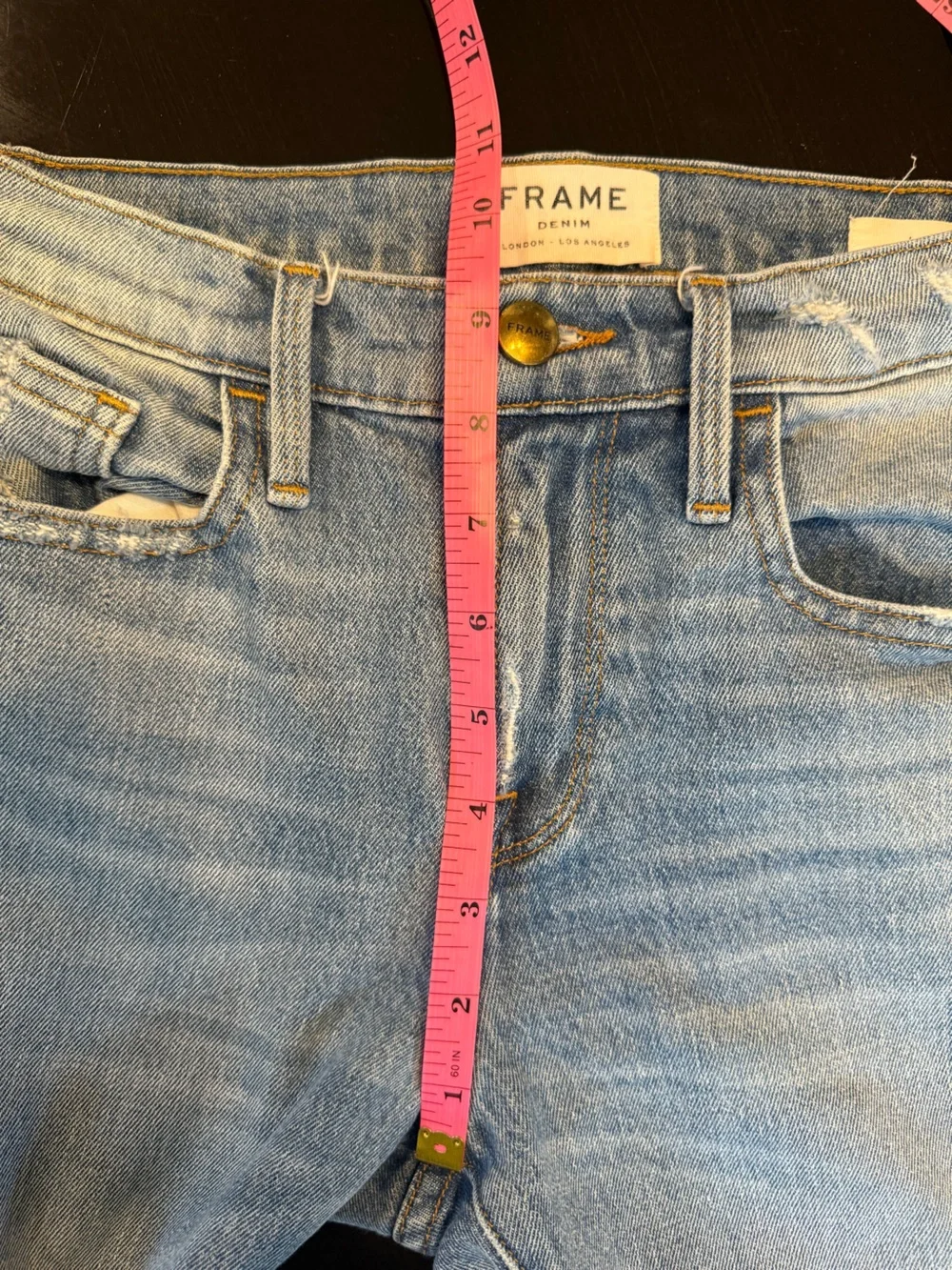 FRAME Le Boy Distressed Boyfriend Jeans Size 27 Medium Wash Denim